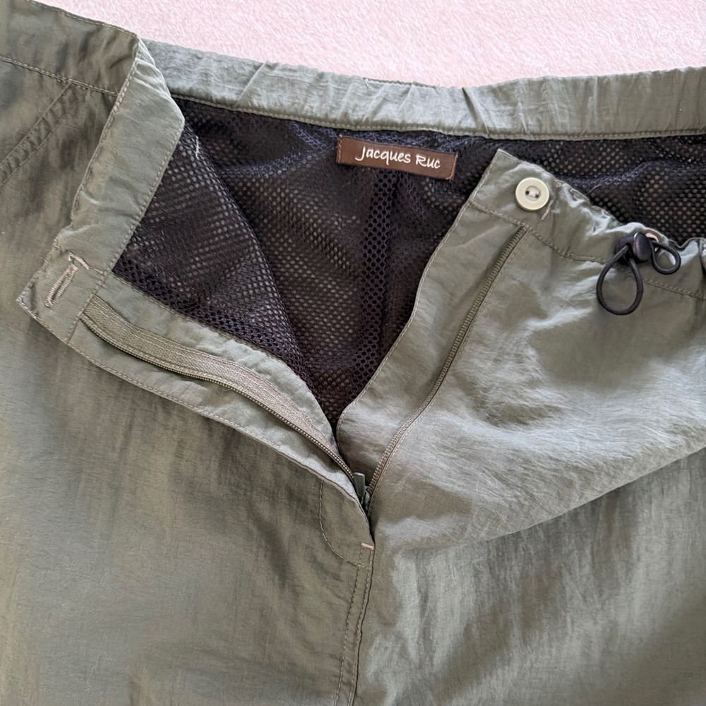 Jacques Ruc Olive Green Nylon Cargo Maxi Skirt Utilitarian Gorpcore Size Small - Picture 9 of 11
